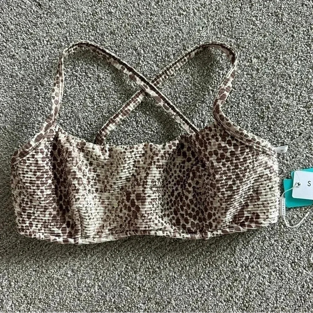 Seafolly Beige and Brown Leopard Print Bikini Top